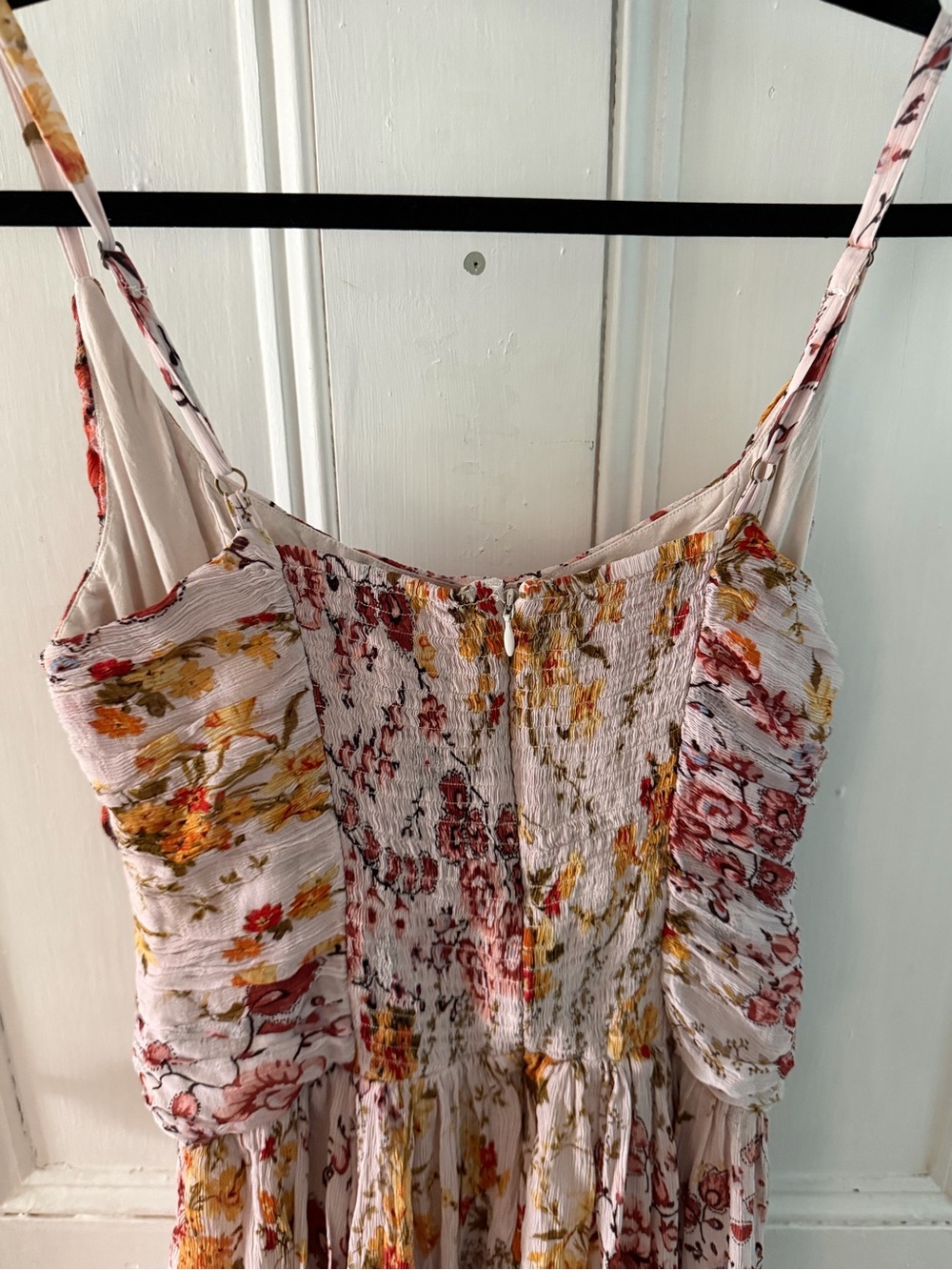 By Anthropologie Ruched Square-Neck Floral Midi Dress Women’s Size 10 - Picture 7 of 8